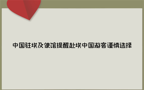 中国驻埃及使馆提醒赴埃中国游客谨慎选择热气球项目