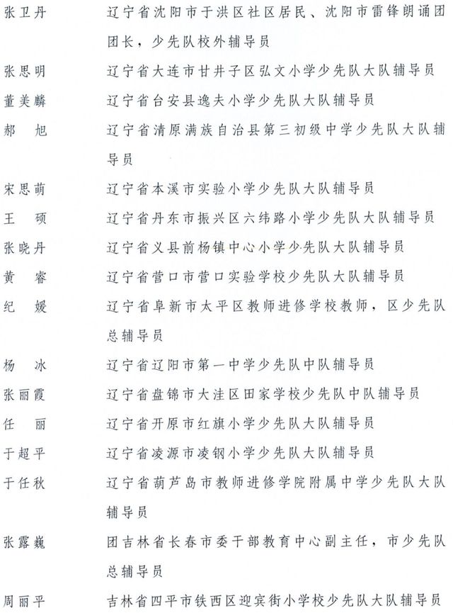 全国优秀少先队辅导员、全国优秀少先队集体获表彰名单公布